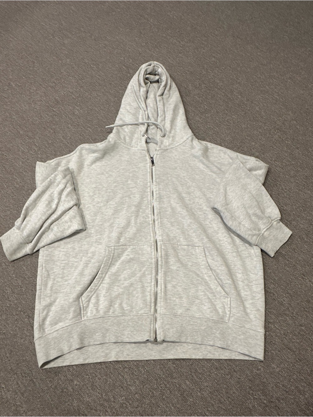 H&M Light Heather Gray Short-Sleeve Zip Hoodie